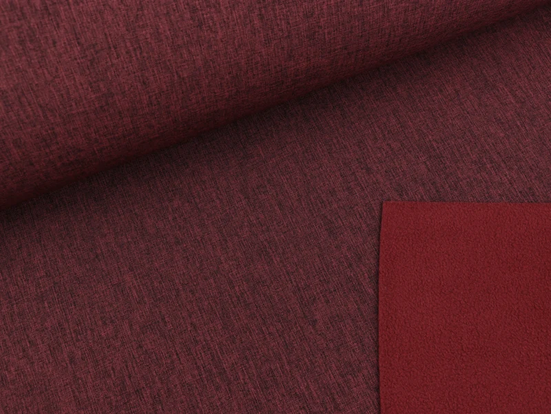 Reststück 49cm - Softshell bordeaux-schwarz meliert