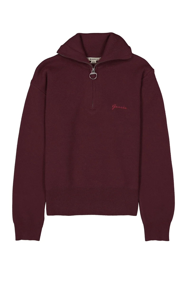 Jacquard-Pullover mit Brust- und Rückenprint
