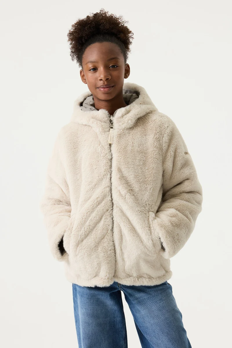 Umkehrbare Jacke aus Kunstfell
