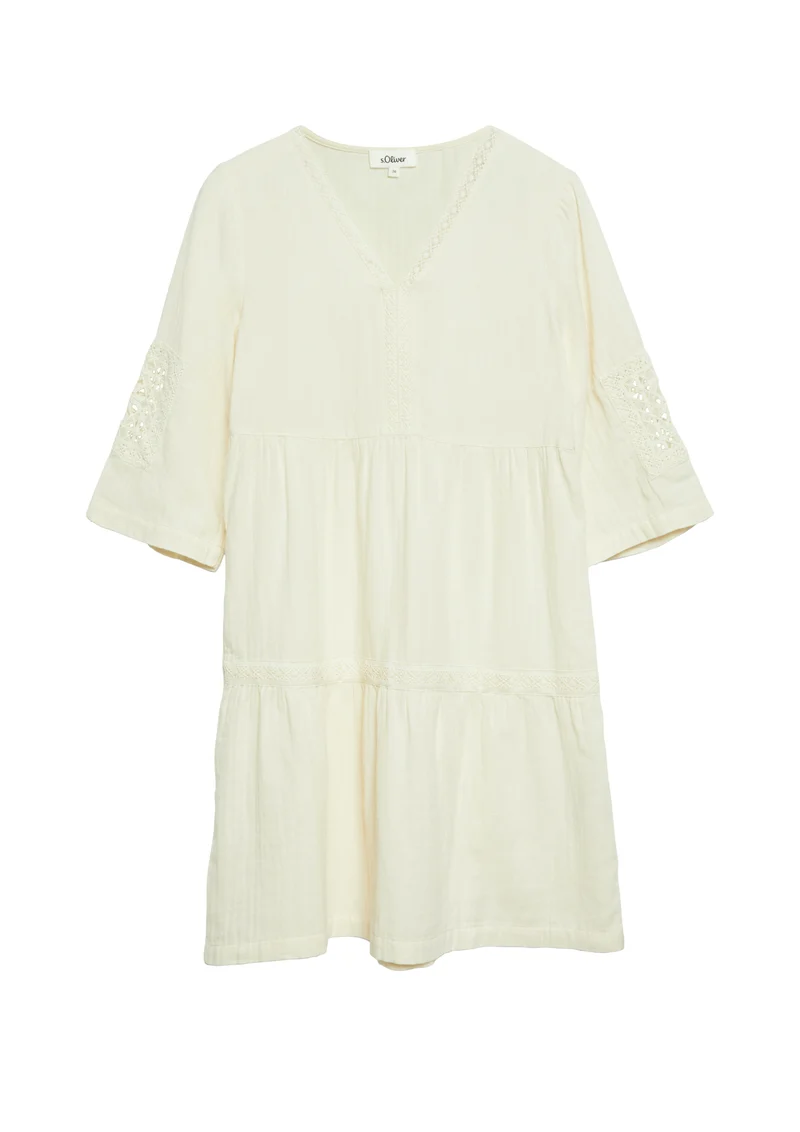 Musselin-Kleid mit Spitzendetails