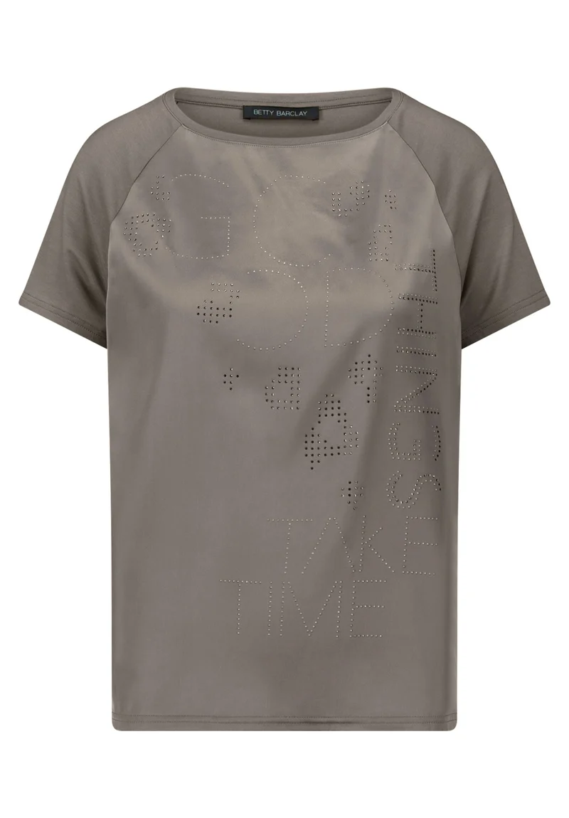 Blusenshirt mit Glitzersteinen und U-Boot-Ausschnitt