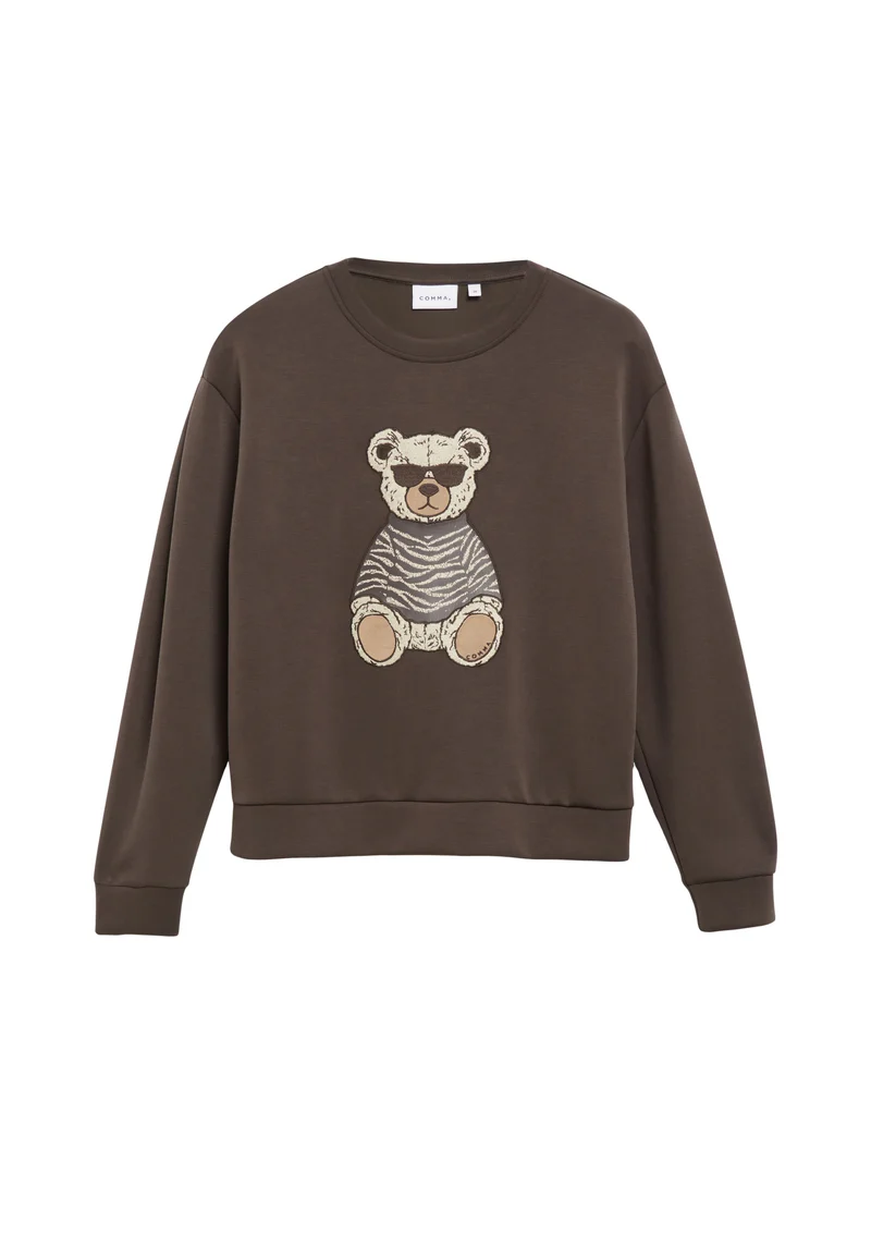 Sweatshirt mit Teddybär-Applikation