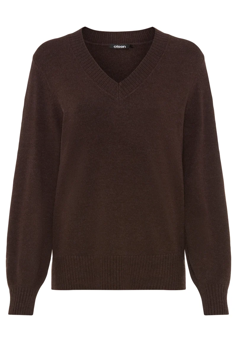 Strickpullover mit V-Ausschnitt und seitlichen Schlitzen