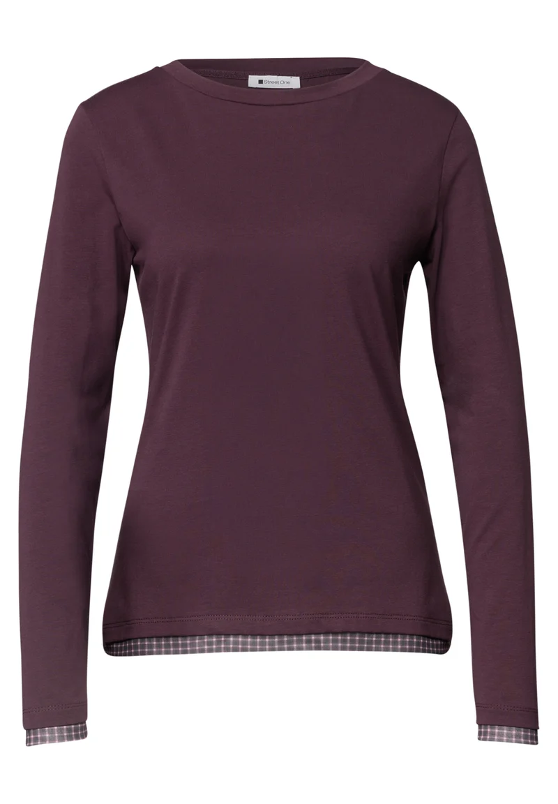 Langarmshirt mit karierten Meshdetails
