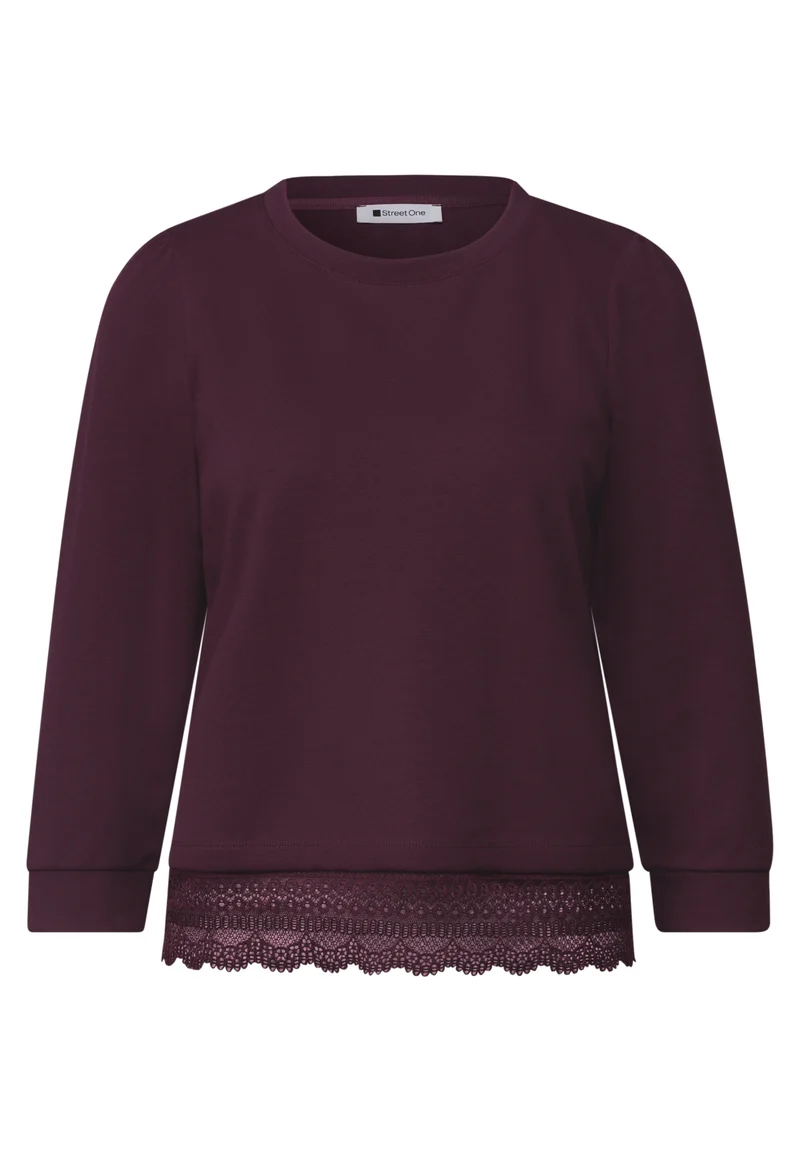3/4-Arm Shirt mit Spitzenkante