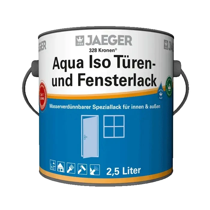 Jaeger 328 Kronen Aqua Iso Türen- und Fensterlack 2,5 Liter verkehrsweiß