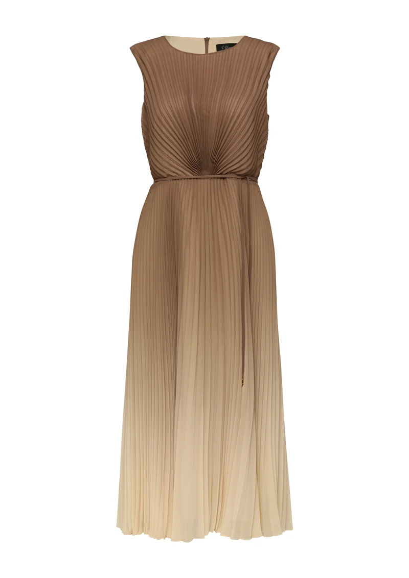 Midikleid mit Plissee und Gürtel