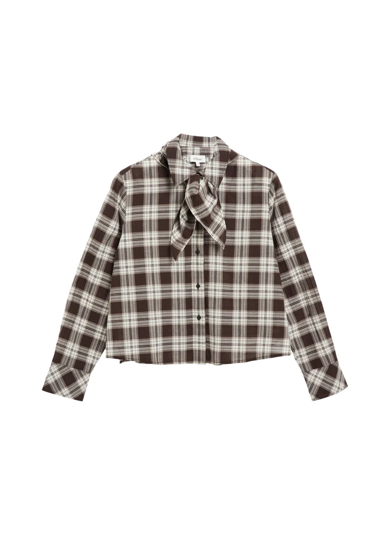 Leichte Karo-Bluse mit Dreieckstuch