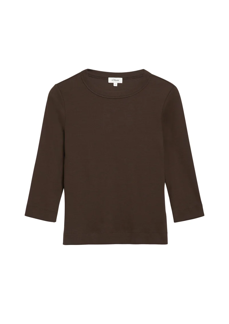 3/4-Arm-Rippshirt im Slim Fit