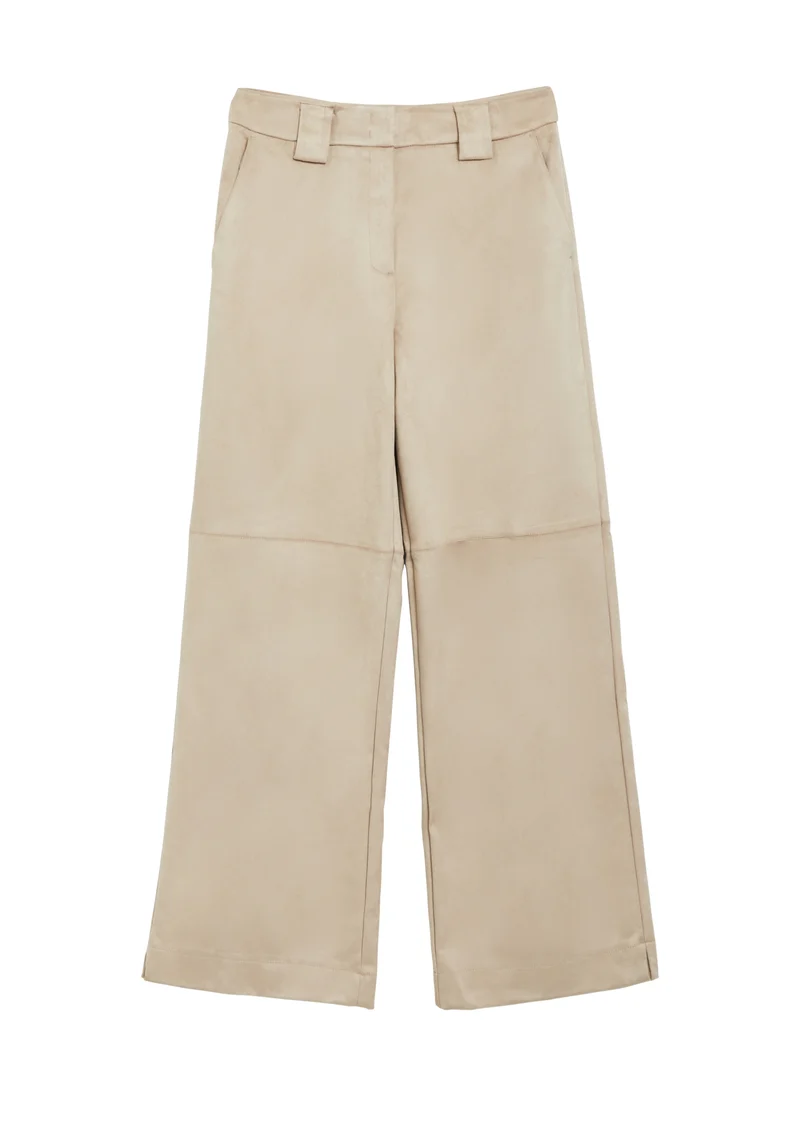 Wide-Leg-Hose in Veloursleder-Optik