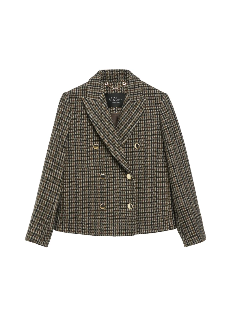 Blazer-Jacke mit Hahnentrittmuster
