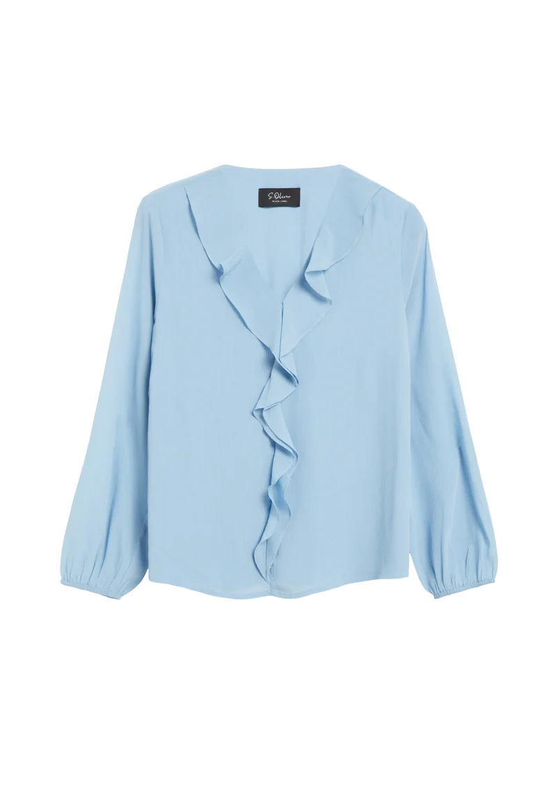 Bluse aus Crinkle-Chiffon mit Volants