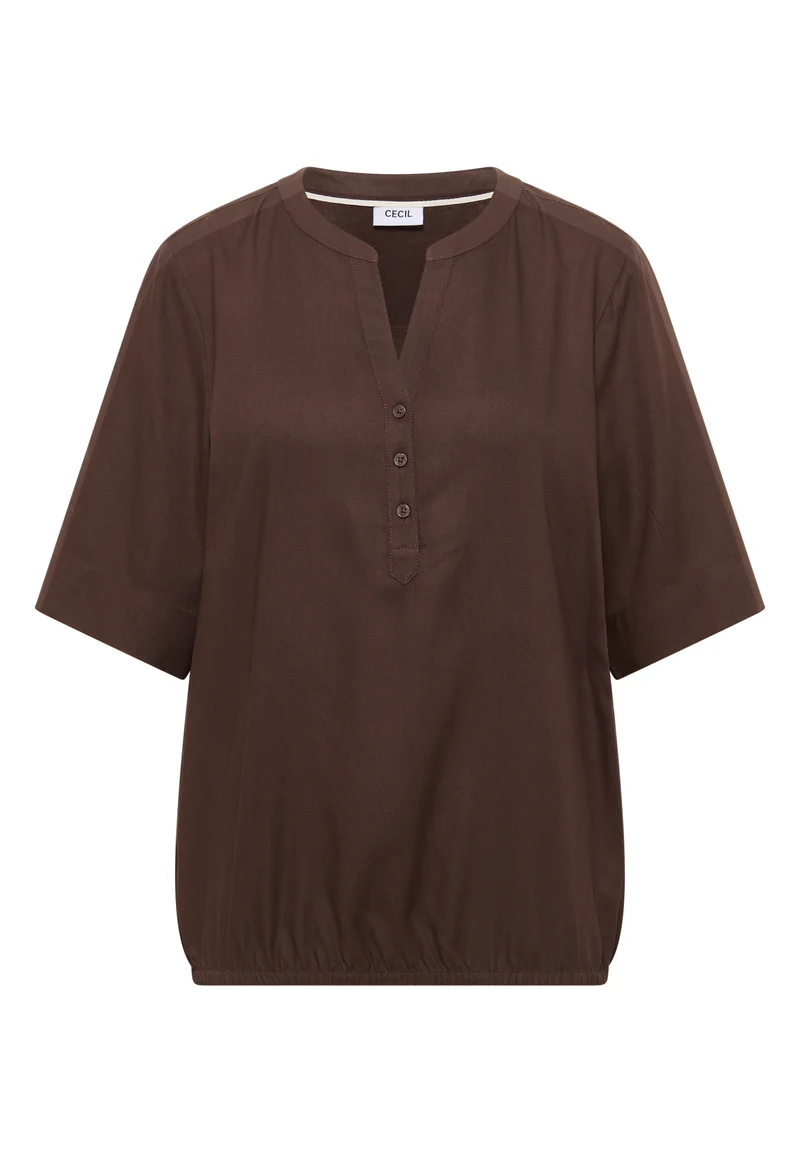 Kurzarm Bluse mit Split Neck