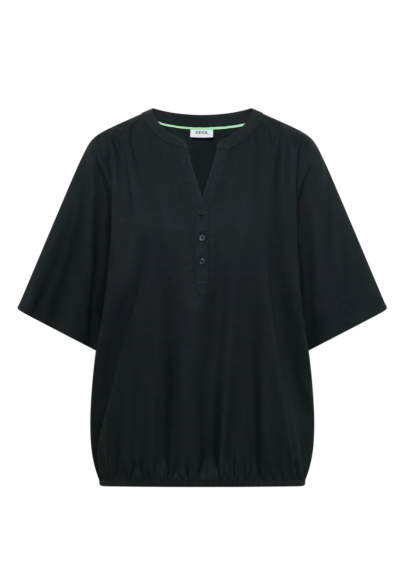 Kurzarm Bluse mit Split Neck