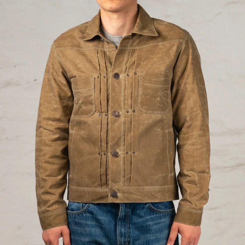 Riders Jacket Waxed Canvas Tumbleweed Red Interior