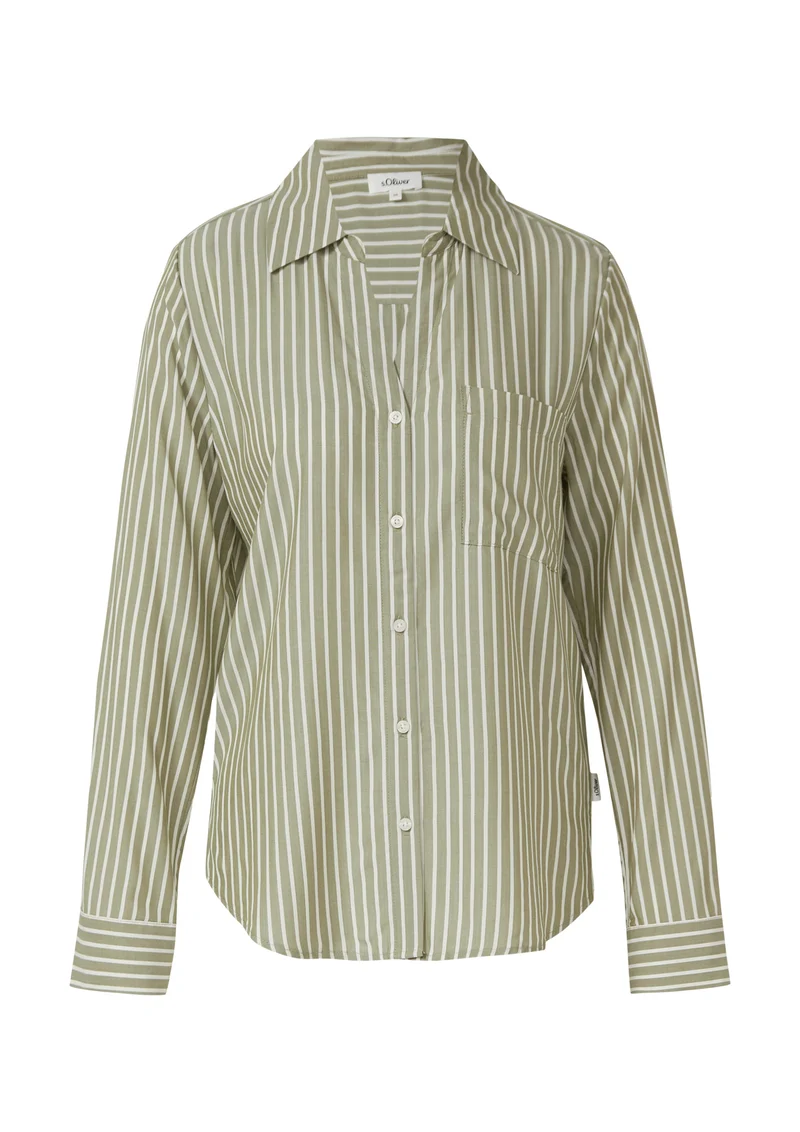 Viskosebluse mit Streifen in Regular Fit