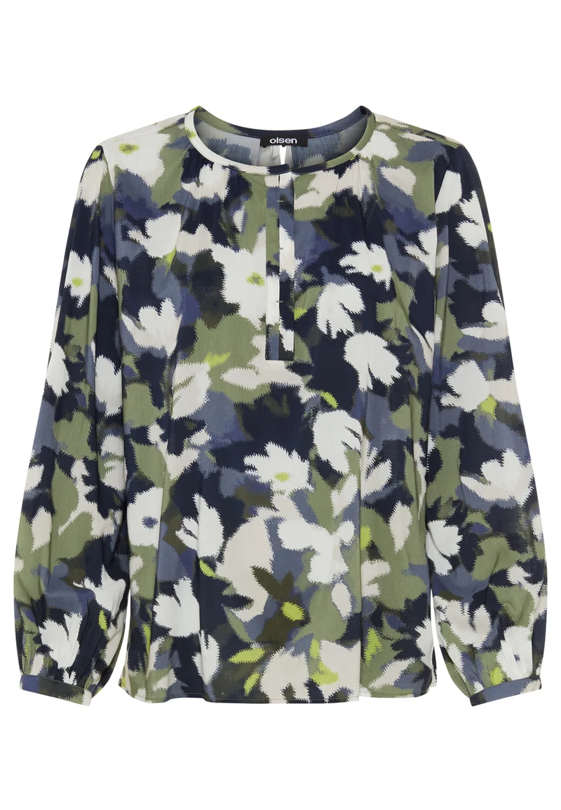 Bluse mit Allover-Dessin und Rundhalsausschnitt