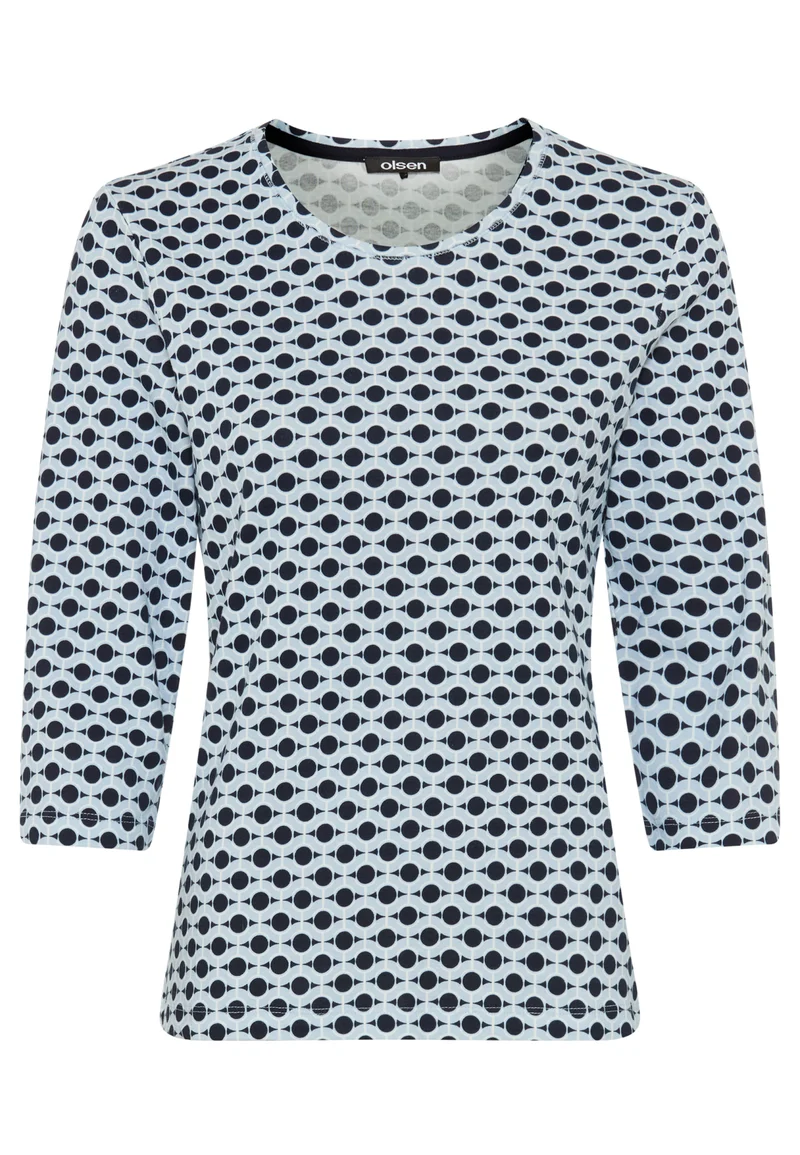 Shirt mit Allover-Dessin und 3/4-Ärmeln