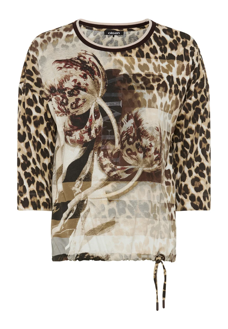 Shirt mit Panneaux-Dessin und Rundhalsausschnitt