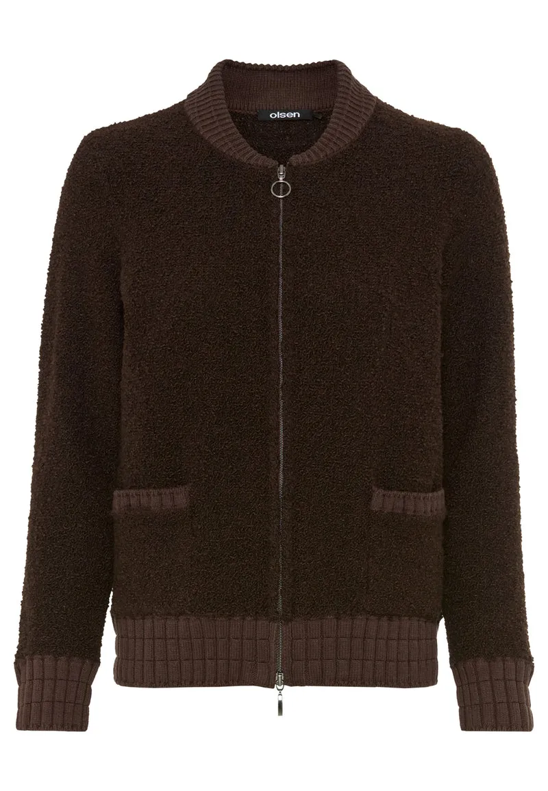 Lockerer Strick-Cardigan mit körniger Bouclé-Struktur