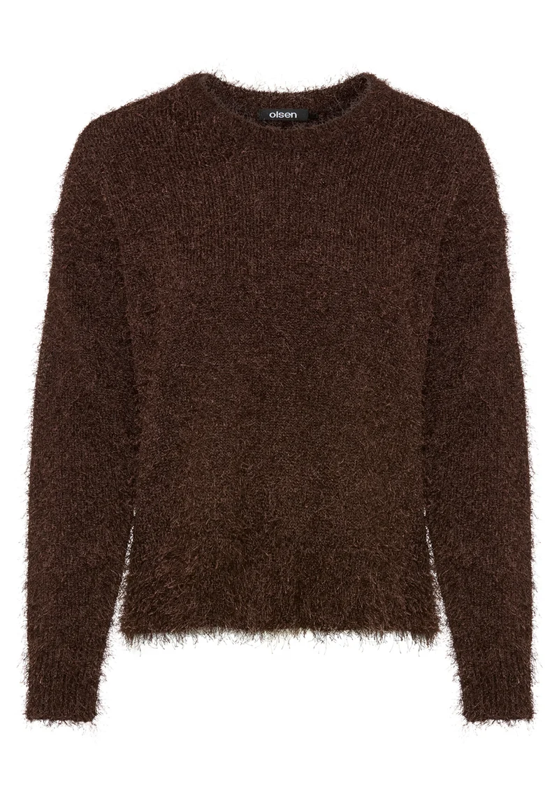 Pullover mit Federgarn-Effekt und Rundhalsausschnitt
