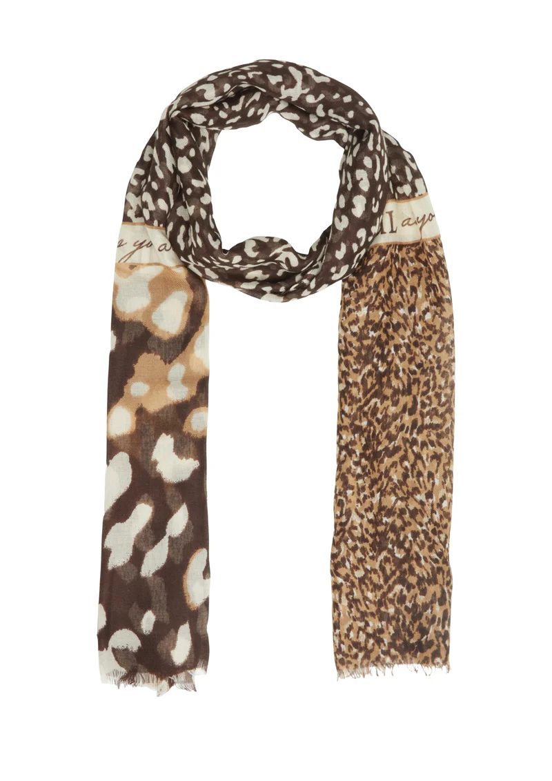 s.Oliver Schal mit All-over-Print und Leo-Mustermix