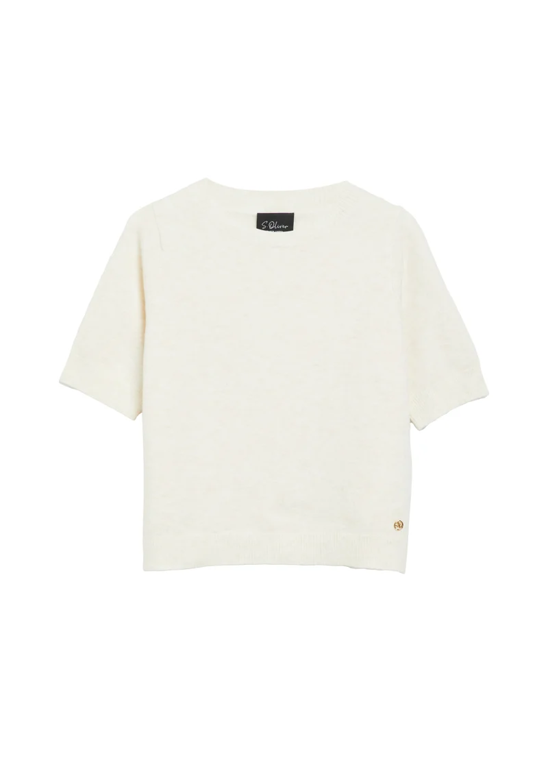 s. Oliver BLACKLABEL: Kurzarmshirt mit Rundhalsausschnitt und Rippbündchen