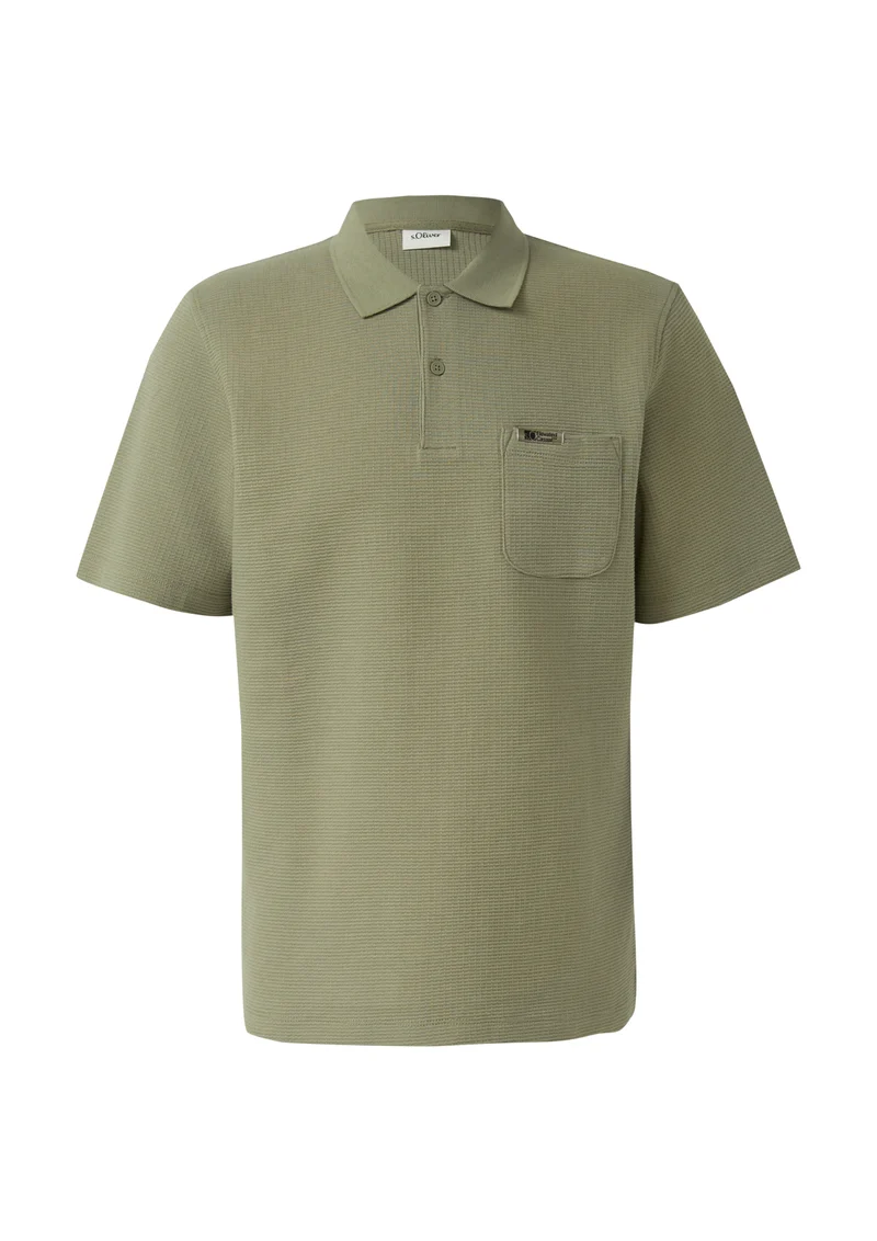 Strukturiertes Poloshirt mit Brusttasche