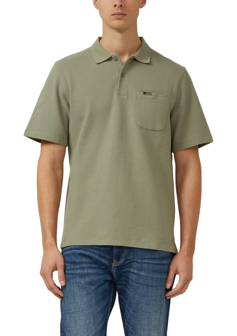 Strukturiertes Poloshirt mit Brusttasche