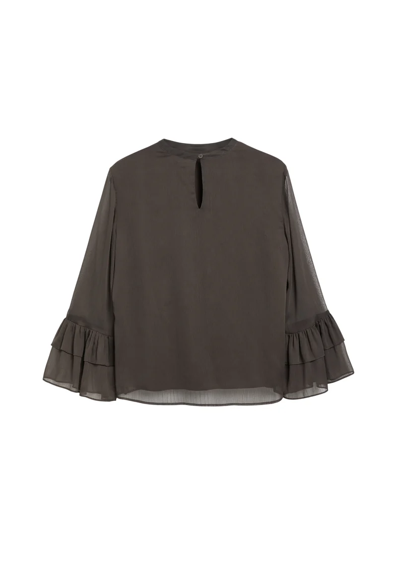 Chiffon-Bluse mit Volant-Ärmeln