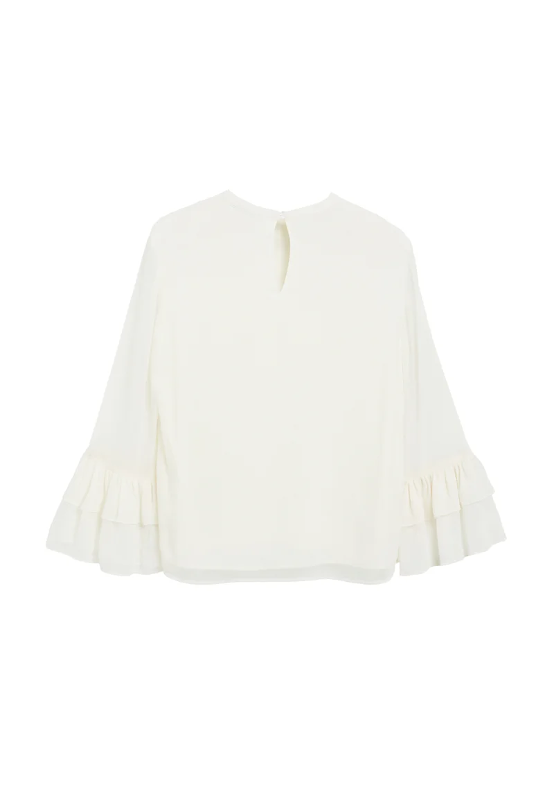 Chiffon-Bluse mit Volant-Ärmeln