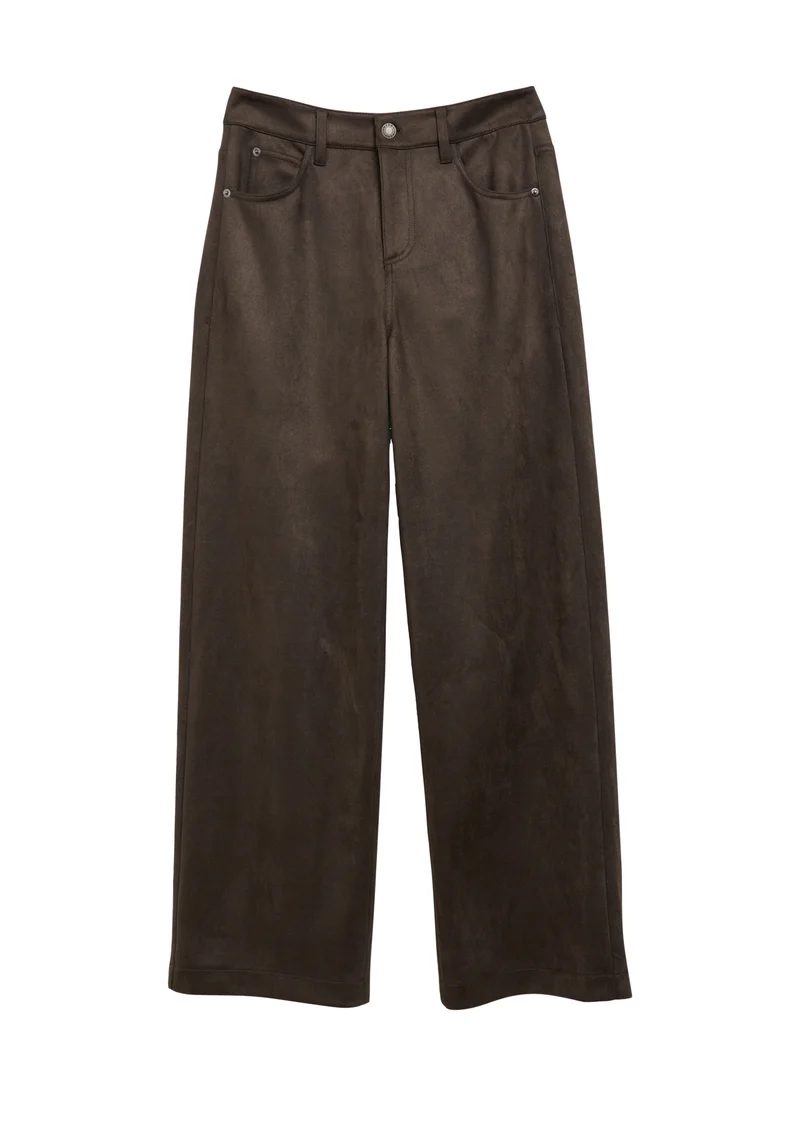 Fake-Velours-Hose mit Wide Leg