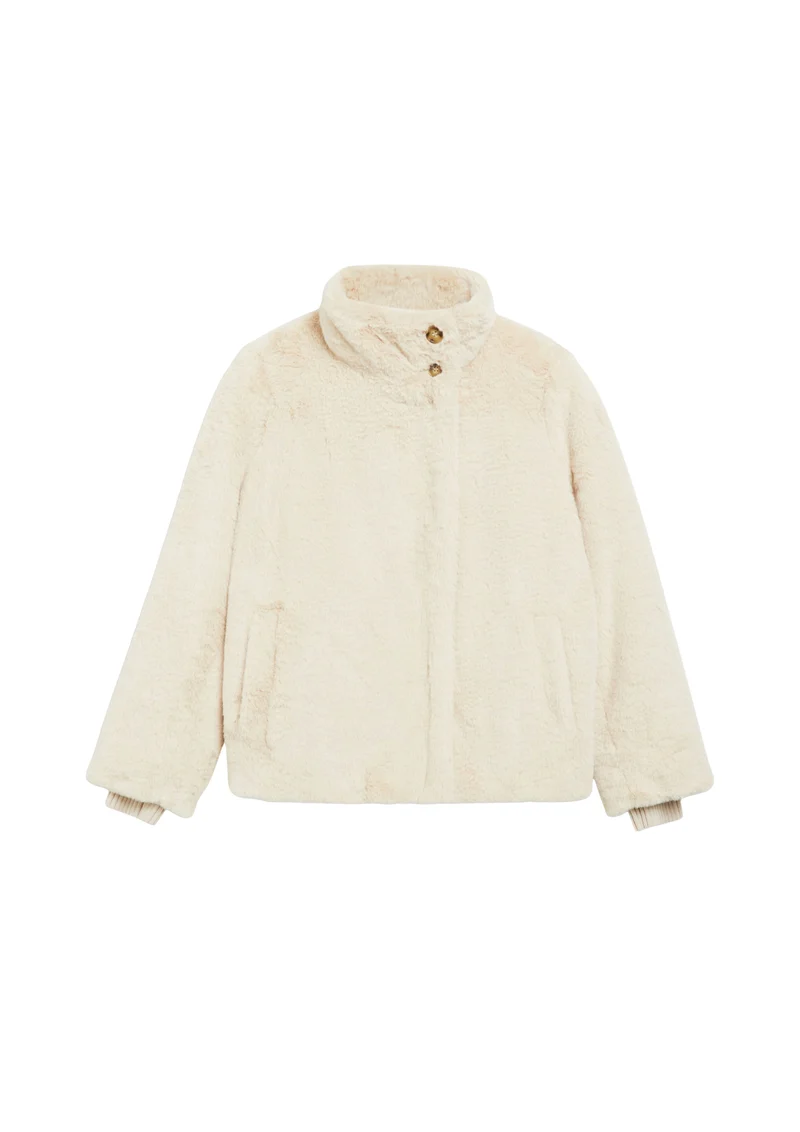 Fake-Fur-Jacke mit Strickbündchen