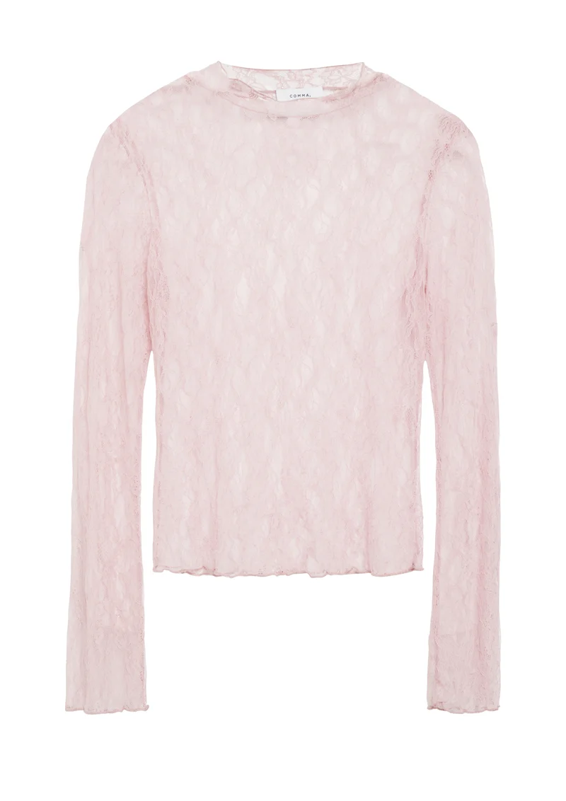 Langarmshirt aus transparenter Spitze