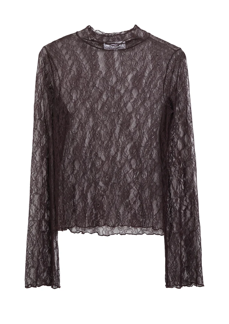 Langarmshirt aus transparenter Spitze