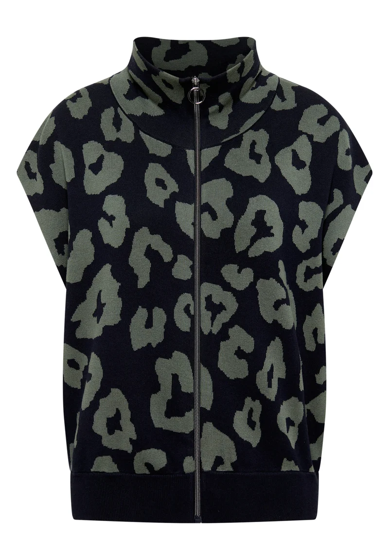 Doubleface Weste mit Kragen und Zipper