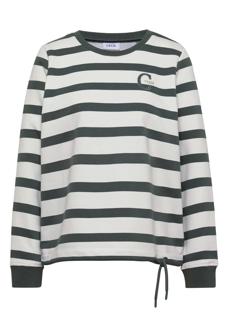 Streifensweatshirt mit Printdetail