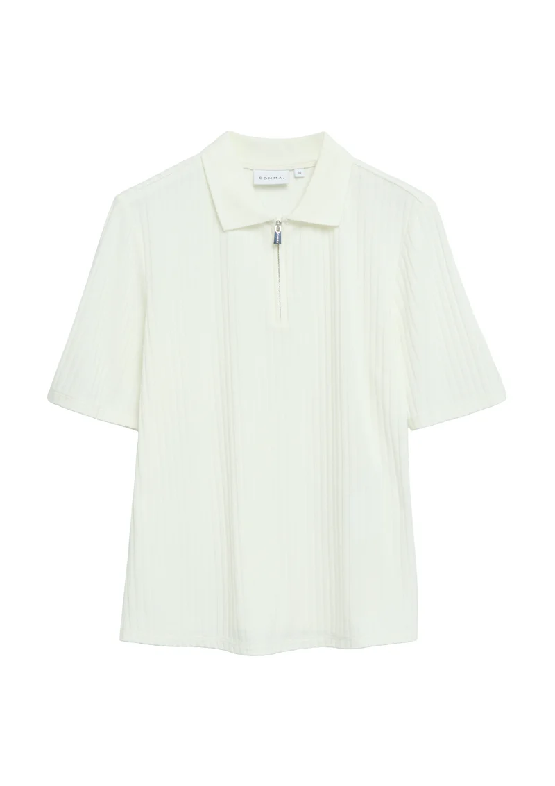 Jersey-Poloshirt mit Rippstruktur