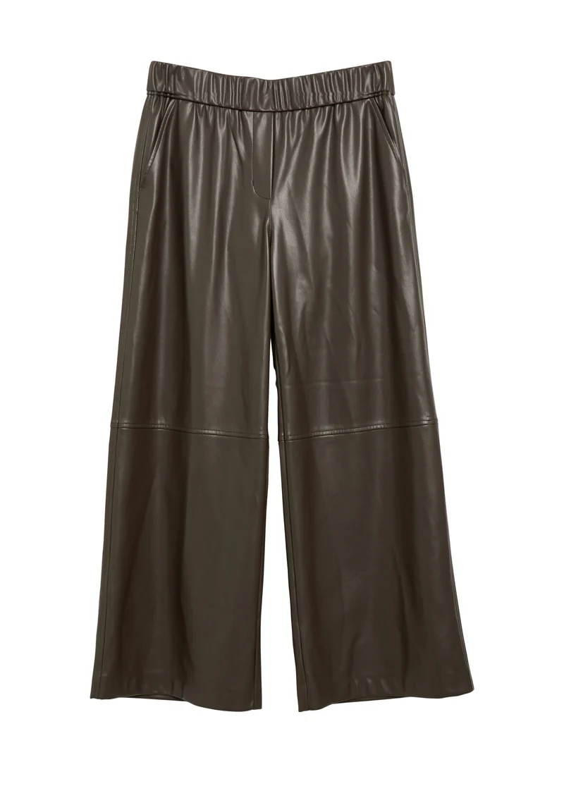 Wide-Leg-Hose in Lederoptik