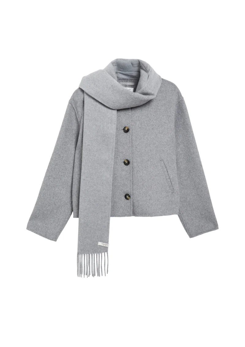 Doubleface-Jacke mit abnehmbarem Schal