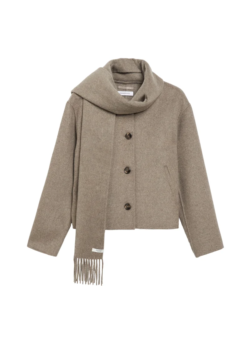 Doubleface-Jacke mit abnehmbarem Schal