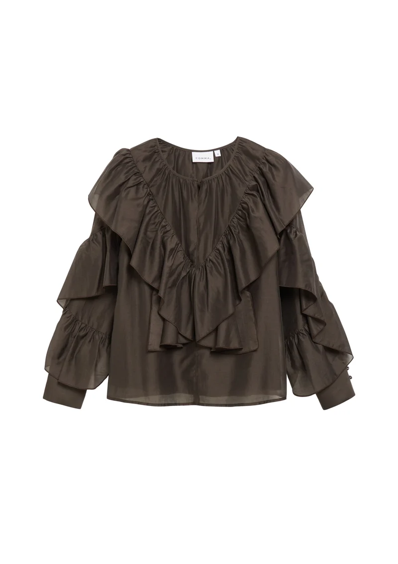 Volant-Bluse aus Viskose-Voile