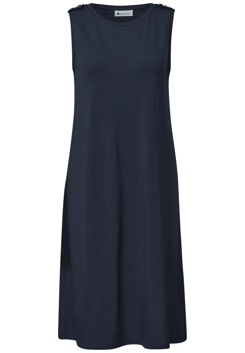 Jerseykleid mit Rundhals und Knopfdetail