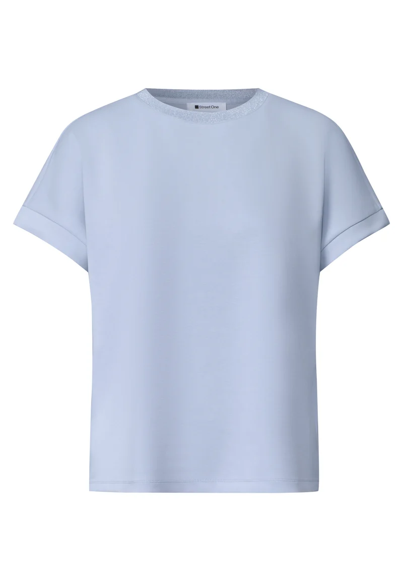 T-Shirt im Silk-Look mit Rundhals