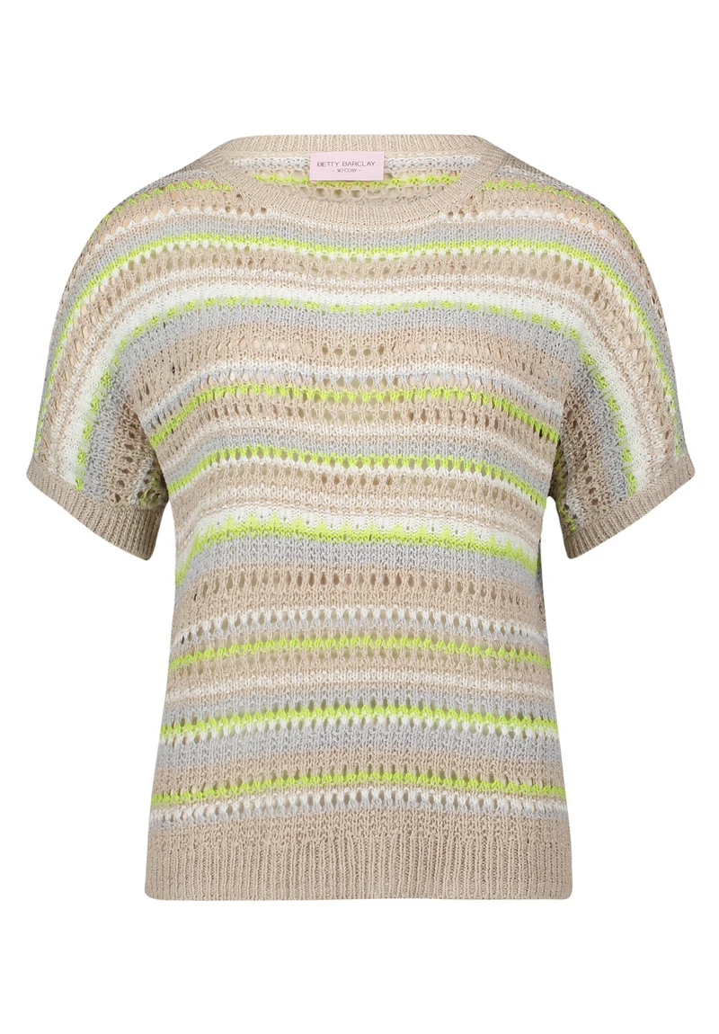 Lochstrick-Pullover mit Streifenmuster