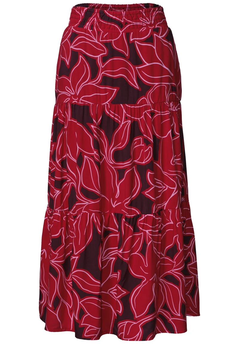 Maxi-Rock mit Volants und Print