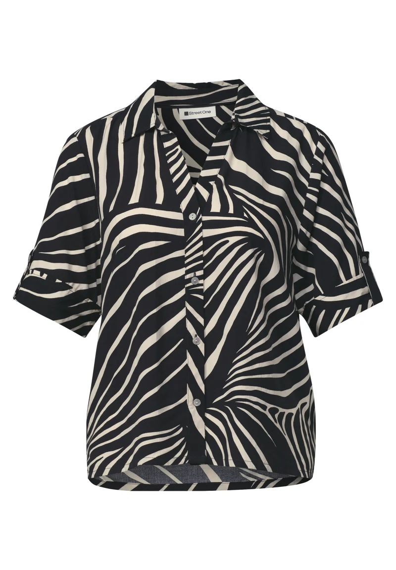 Kurzarm Hemdbluse mit Turn-Up-Details