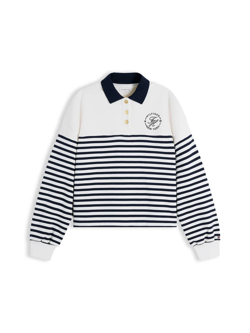 Polo-Sweatshirt mit Kontrast-Polokragen