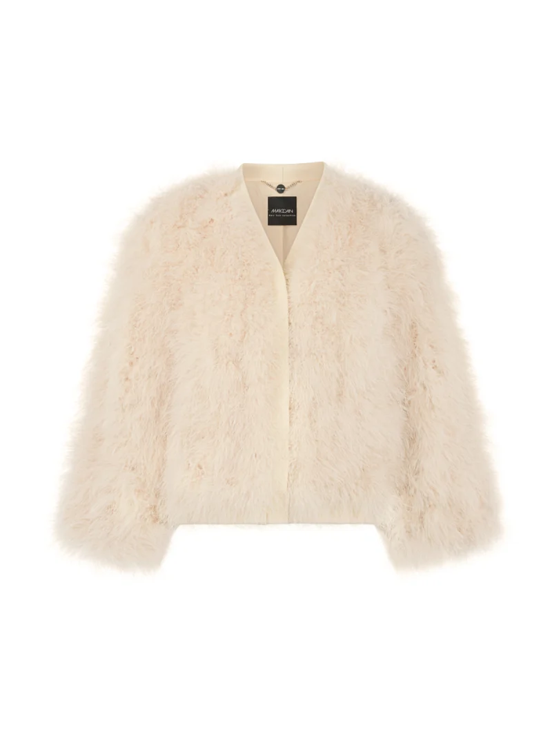 Kurze Jacke mit Federn