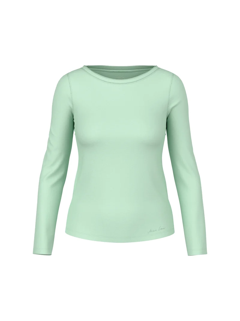 Langarmshirt mit Seiden-Rundhals